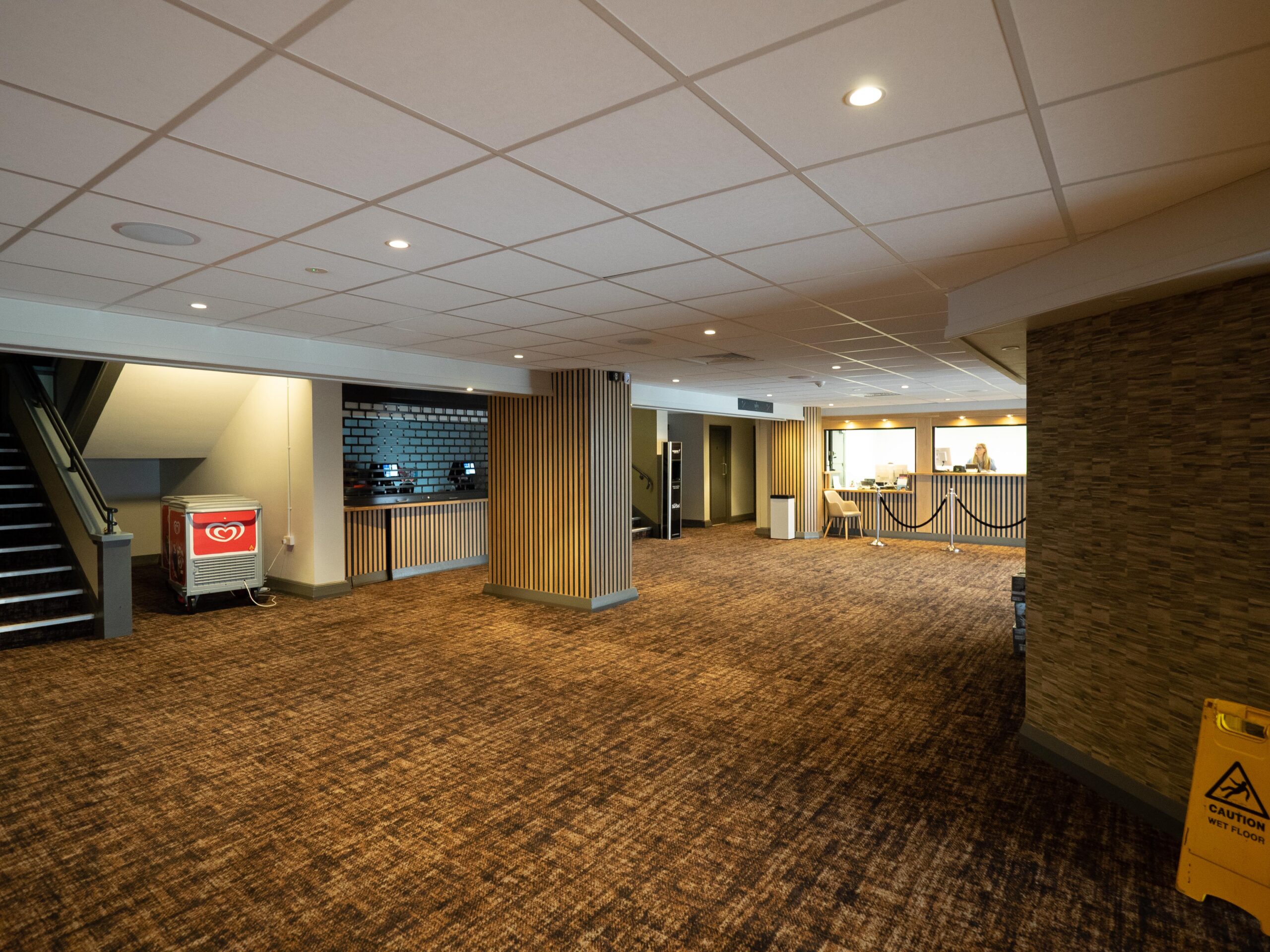 Foyer carpet installation in theatre or venue public area